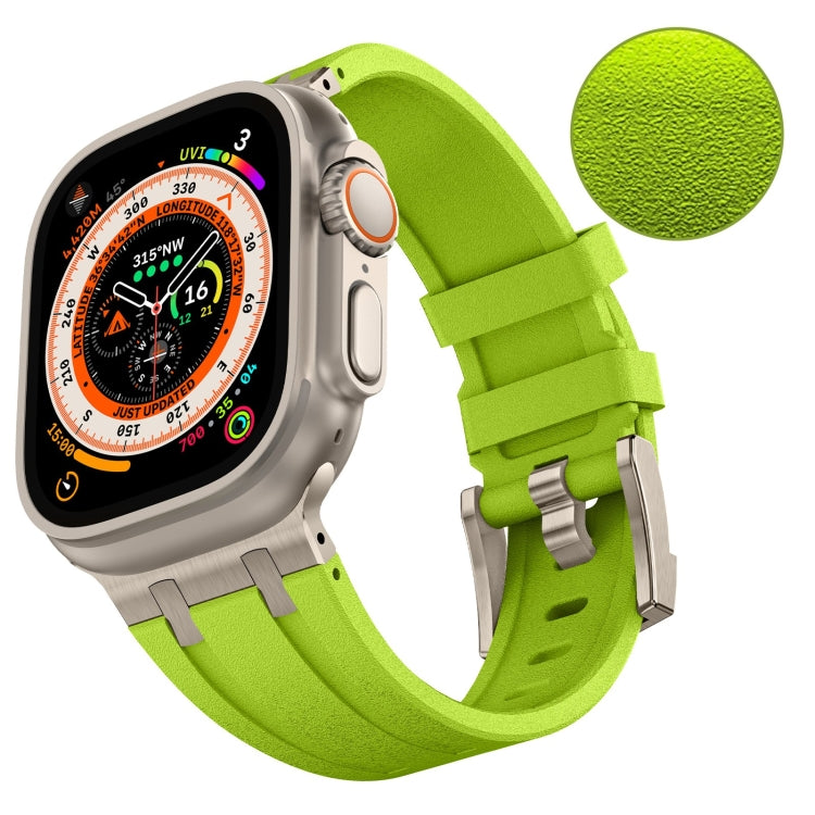 For Apple Watch SE 2023 44mm Stone Grain Liquid Silicone Watch Band(Titanium Green) - Watch Bands by PMC Jewellery | Online Shopping South Africa | PMC Jewellery