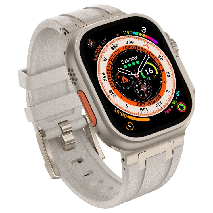 For Apple Watch SE 2023 44mm Stone Grain Liquid Silicone Watch Band(Titanium Starlight) - Watch Bands by PMC Jewellery | Online Shopping South Africa | PMC Jewellery