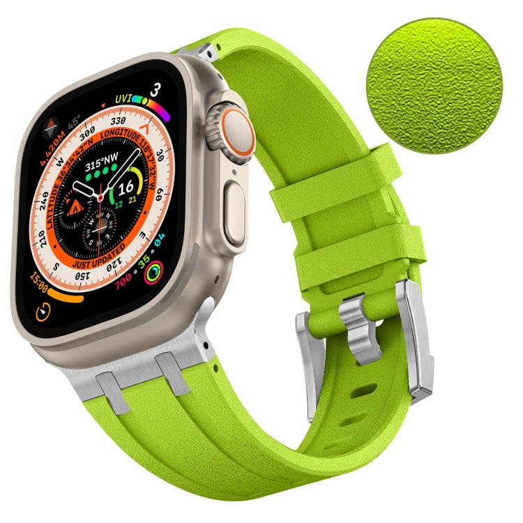 For Apple Watch SE 2023 44mm Stone Grain Liquid Silicone Watch Band(Silver Green) - Watch Bands by PMC Jewellery | Online Shopping South Africa | PMC Jewellery