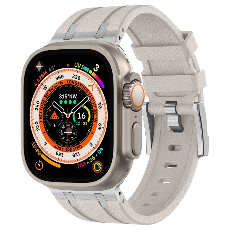 For Apple Watch Ultra 2 49mm Stone Grain Liquid Silicone Watch Band(Silver Starlight) - free shipping - PMC TechLife - Order now!
