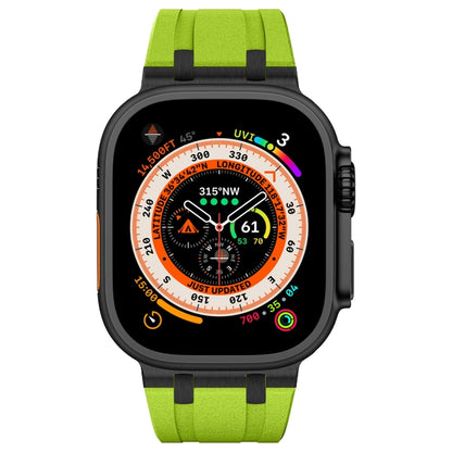 For Apple Watch Series 9 45mm Stone Grain Liquid Silicone Watch Band(Black Green) - Watch Bands by PMC Jewellery | Online Shopping South Africa | PMC Jewellery