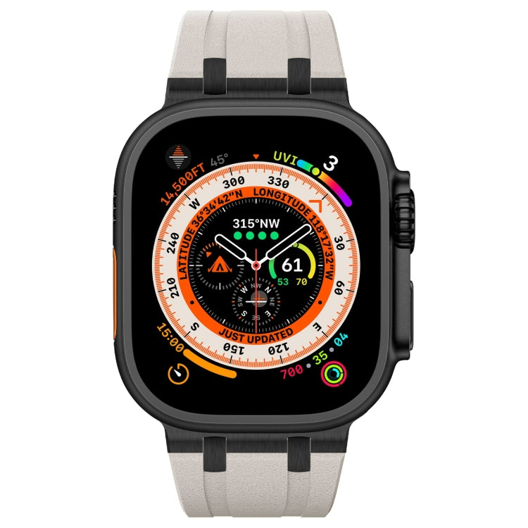 For Apple Watch Series 9 45mm Stone Grain Liquid Silicone Watch Band(Black Starlight) - Watch Bands by PMC TechLife | Online Shopping South Africa | PMC TechLife