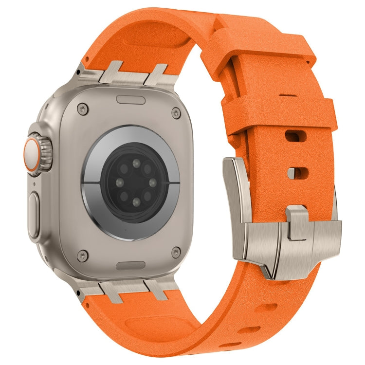 For Apple Watch Series 9 45mm Stone Grain Liquid Silicone Watch Band(Titanium Orange) - Watch Bands by PMC TechLife | Online Shopping South Africa | PMC TechLife