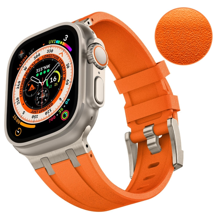 For Apple Watch Series 9 45mm Stone Grain Liquid Silicone Watch Band(Titanium Orange) - Watch Bands by PMC TechLife | Online Shopping South Africa | PMC TechLife