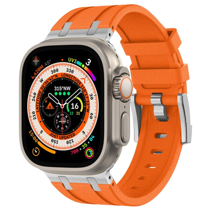 For Apple Watch Ultra 49mm Stone Grain Liquid Silicone Watch Band(Sliver Orange) - Watch Bands by PMC Jewellery | Online Shopping South Africa | PMC Jewellery