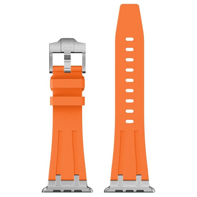 For Apple Watch Ultra 49mm Stone Grain Liquid Silicone Watch Band(Sliver Orange) - Watch Bands by PMC TechLife | Online Shopping South Africa | PMC TechLife