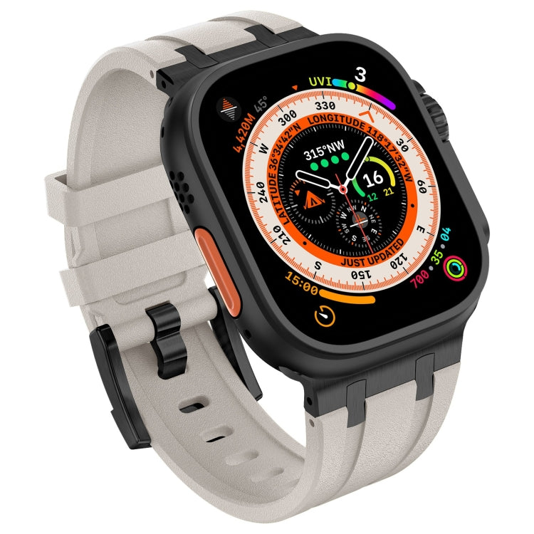For Apple Watch Series 8 45mm Stone Grain Liquid Silicone Watch Band(Black Starlight) - Watch Bands by PMC TechLife | Online Shopping South Africa | PMC TechLife
