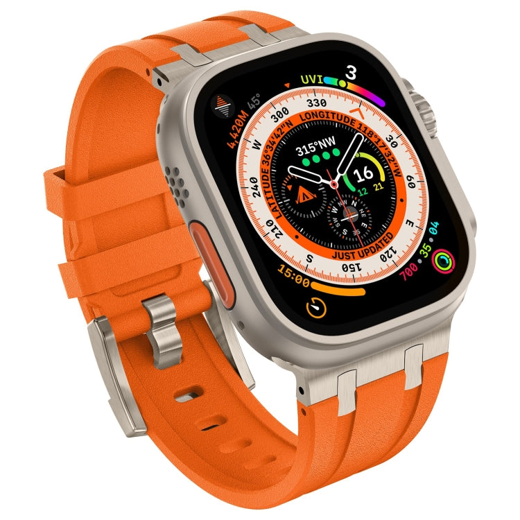 For Apple Watch Series 8 45mm Stone Grain Liquid Silicone Watch Band(Titanium Orange) - Watch Bands by PMC TechLife | Online Shopping South Africa | PMC TechLife