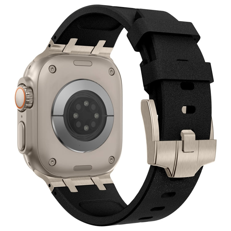 For Apple Watch Series 8 45mm Stone Grain Liquid Silicone Watch Band(Titanium Black) - Watch Bands by PMC TechLife | Online Shopping South Africa | PMC TechLife
