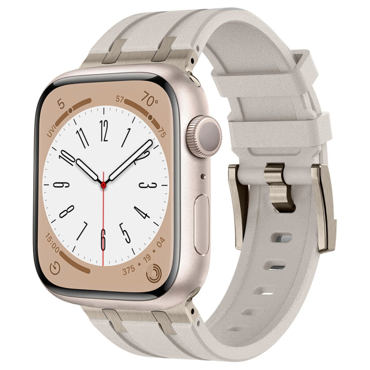 For Apple Watch Series 8 45mm Stone Grain Liquid Silicone Watch Band(Titanium Starlight) - Watch Bands by PMC TechLife | Online Shopping South Africa | PMC TechLife