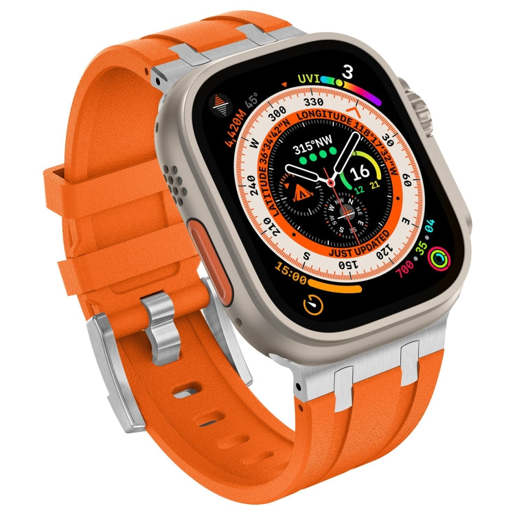 For Apple Watch Series 8 45mm Stone Grain Liquid Silicone Watch Band(Sliver Orange) - Watch Bands by PMC TechLife | Online Shopping South Africa | PMC TechLife