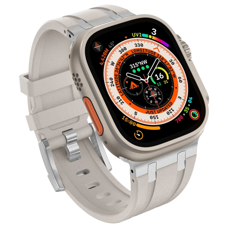 For Apple Watch Series 8 45mm Stone Grain Liquid Silicone Watch Band(Silver Starlight) - free shipping - PMC TechLife - Order now!