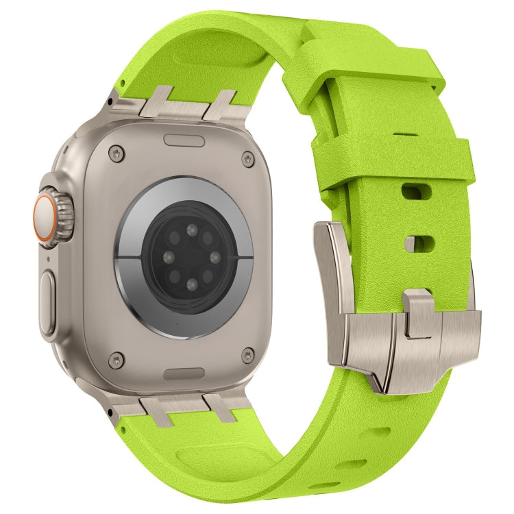 For Apple Watch SE 2022 44mm Stone Grain Liquid Silicone Watch Band(Titanium Green) - Watch Bands by PMC TechLife | Online Shopping South Africa | PMC TechLife