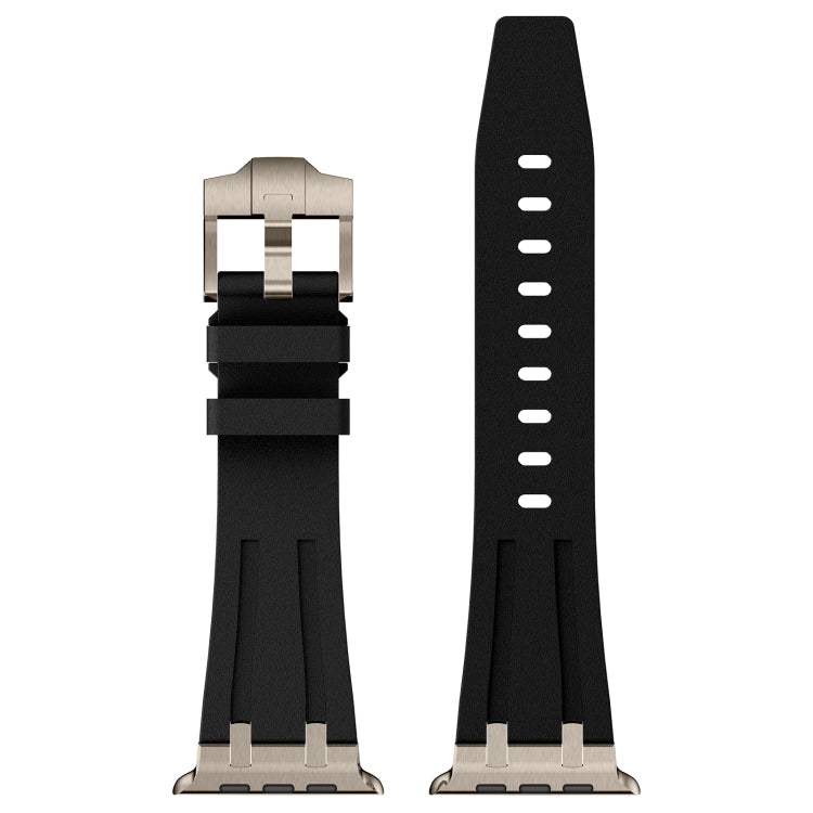 For Apple Watch Series 7 45mm Stone Grain Liquid Silicone Watch Band(Titanium Black) - Watch Bands by PMC TechLife | Online Shopping South Africa | PMC TechLife