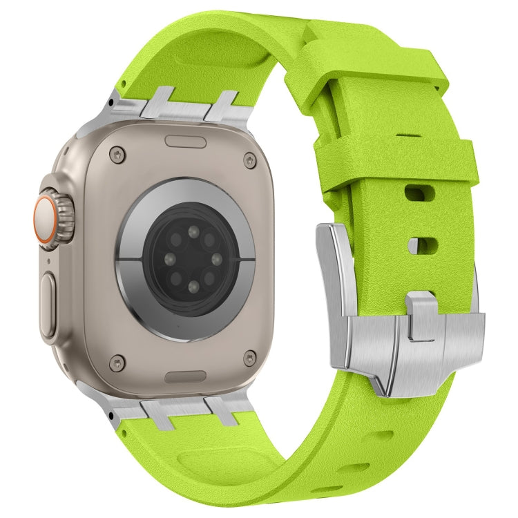 For Apple Watch Series 7 45mm Stone Grain Liquid Silicone Watch Band(Silver Green) - Watch Bands by PMC TechLife | Online Shopping South Africa | PMC TechLife