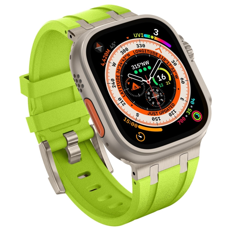 For Apple Watch SE 44mm Stone Grain Liquid Silicone Watch Band(Titanium Green) - Watch Bands by PMC TechLife | Online Shopping South Africa | PMC TechLife