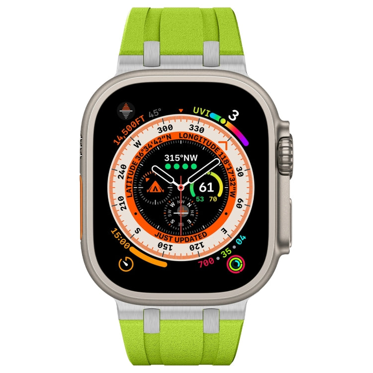 For Apple Watch SE 44mm Stone Grain Liquid Silicone Watch Band(Silver Green) - Watch Bands by PMC TechLife | Online Shopping South Africa | PMC TechLife