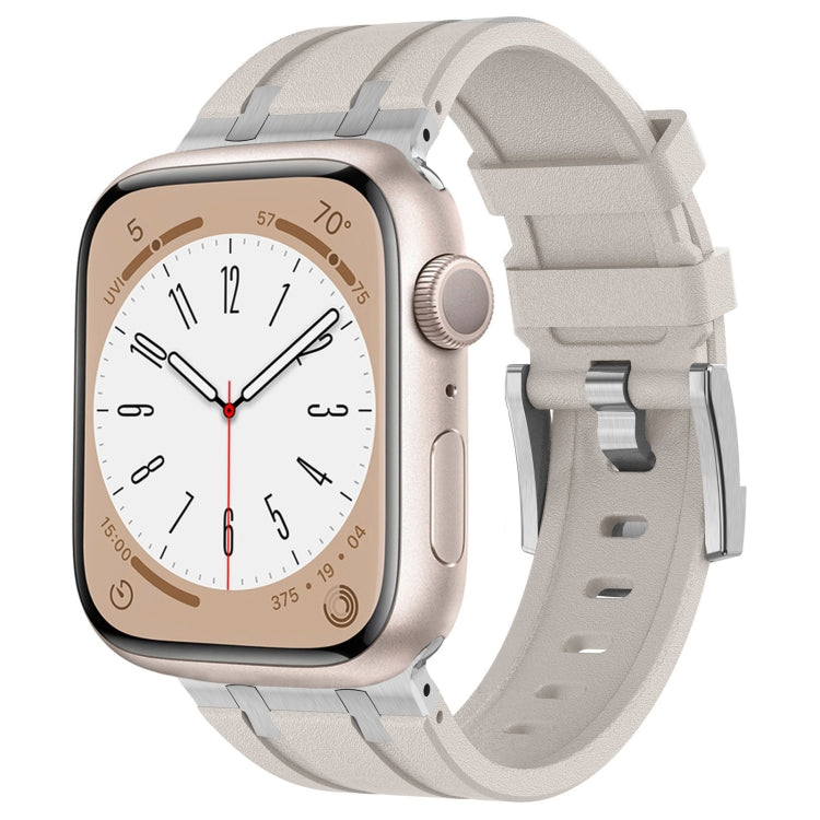 For Apple Watch SE 44mm Stone Grain Liquid Silicone Watch Band(Silver Starlight) - Watch Bands by PMC TechLife | Online Shopping South Africa | PMC TechLife