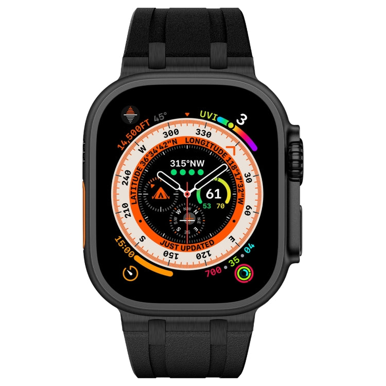 For Apple Watch Series 6 44mm Stone Grain Liquid Silicone Watch Band(Black Black) - Watch Bands by PMC TechLife | Online Shopping South Africa | PMC TechLife