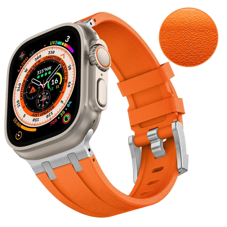 For Apple Watch Series 5 44mm Stone Grain Liquid Silicone Watch Band(Sliver Orange) - Watch Bands by PMC TechLife | Online Shopping South Africa | PMC TechLife