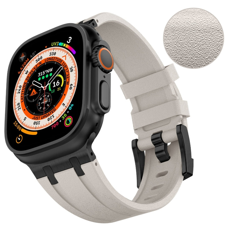 For Apple Watch Series 4 44mm Stone Grain Liquid Silicone Watch Band(Black Starlight) - Watch Bands by PMC TechLife | Online Shopping South Africa | PMC TechLife