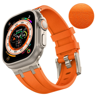 For Apple Watch Series 4 44mm Stone Grain Liquid Silicone Watch Band(Titanium Orange) - Watch Bands by PMC Jewellery | Online Shopping South Africa | PMC Jewellery