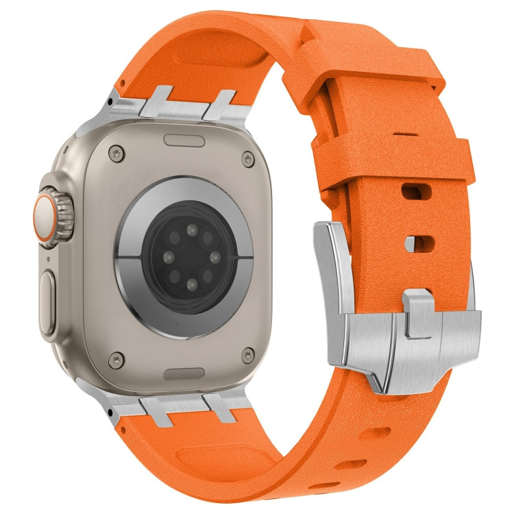 For Apple Watch Series 4 44mm Stone Grain Liquid Silicone Watch Band(Sliver Orange) - free shipping - PMC TechLife - Order now!