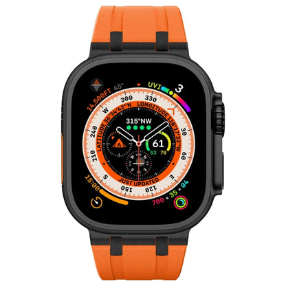 For Apple Watch Series 3 42mm Stone Grain Liquid Silicone Watch Band(Black Orange) - Watch Bands by PMC Jewellery | Online Shopping South Africa | PMC Jewellery