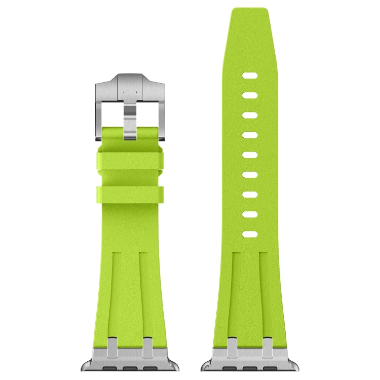 For Apple Watch Series 3 42mm Stone Grain Liquid Silicone Watch Band(Silver Green) - Watch Bands by PMC TechLife | Online Shopping South Africa | PMC TechLife