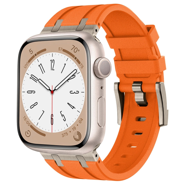 For Apple Watch Series 2 42mm Stone Grain Liquid Silicone Watch Band(Titanium Orange) - Watch Bands by PMC TechLife | Online Shopping South Africa | PMC TechLife