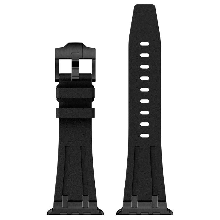 For Apple Watch 42mm Stone Grain Liquid Silicone Watch Band(Black Black) - Watch Bands by PMC TechLife | Online Shopping South Africa | PMC TechLife