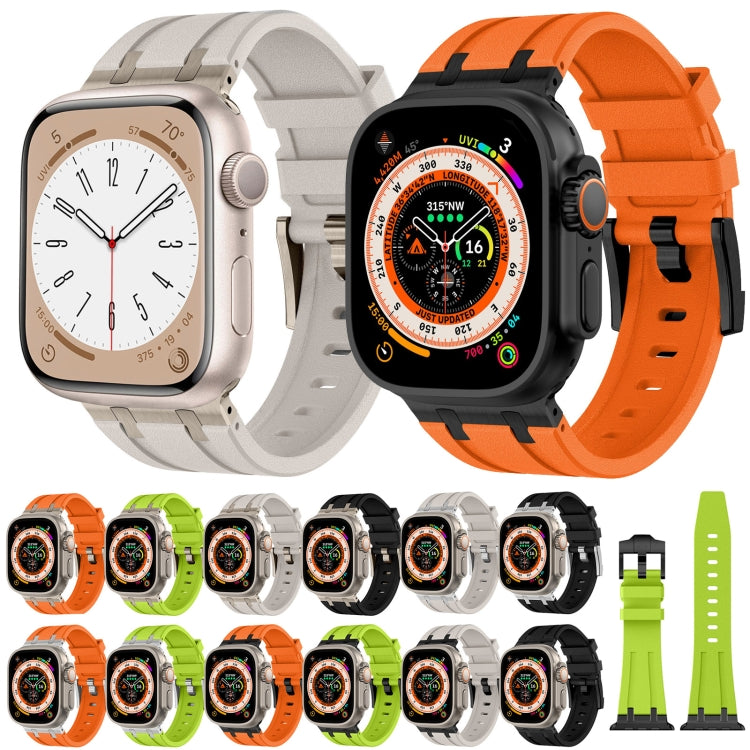 For Apple Watch 42mm Stone Grain Liquid Silicone Watch Band(Titanium Starlight) - Watch Bands by PMC TechLife | Online Shopping South Africa | PMC TechLife