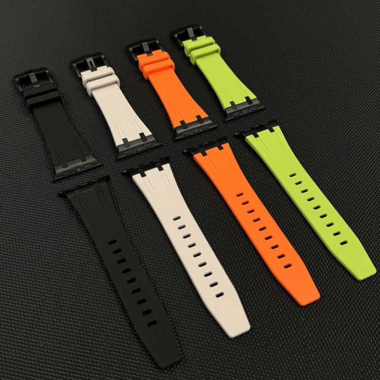 For Apple Watch Series 8 45mm Stone Grain Liquid Silicone Watch Band(Black Orange) - Watch Bands by PMC Jewellery | Online Shopping South Africa | PMC Jewellery