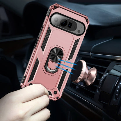 For Google Pixel 9 Pro Shockproof TPU + PC Phone Case with Holder(Rose Gold) - Google Cases by PMC Jewellery | Online Shopping South Africa | PMC Jewellery | Buy Now Pay Later Mobicred