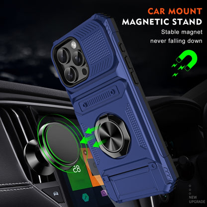 For iPhone 16 Plus TPU+PC Shockproof Card Phone Case with Metal Ring Holder(Blue) - iPhone 16 Plus Cases by PMC Jewellery | Online Shopping South Africa | PMC Jewellery | Buy Now Pay Later Mobicred