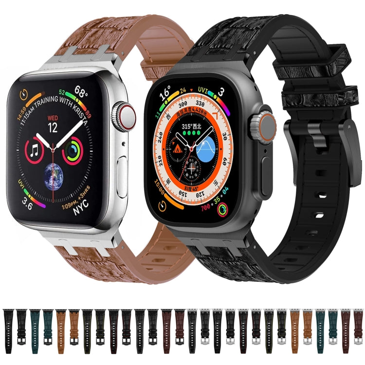 For Apple Watch Series 2 42mm Crocodile Texture Liquid Silicone Watch Band(Black White Black) - Watch Bands by PMC TechLife | Online Shopping South Africa | PMC TechLife
