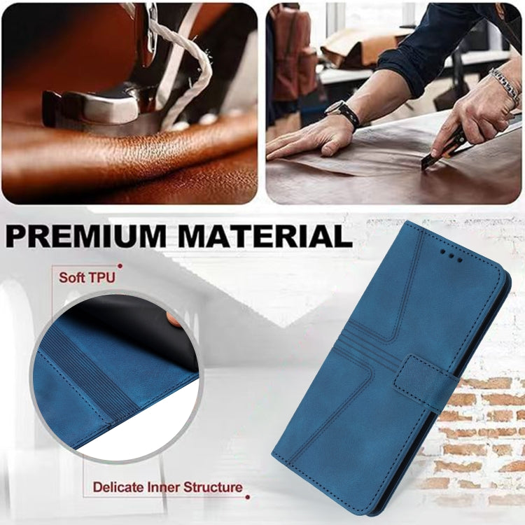 For iPhone 16 Plus Triangle Solid Color Leather Phone Case(Blue) - iPhone 16 Plus Cases by PMC TechLife | Online Shopping South Africa | PMC TechLife | Buy Now Pay Later Mobicred