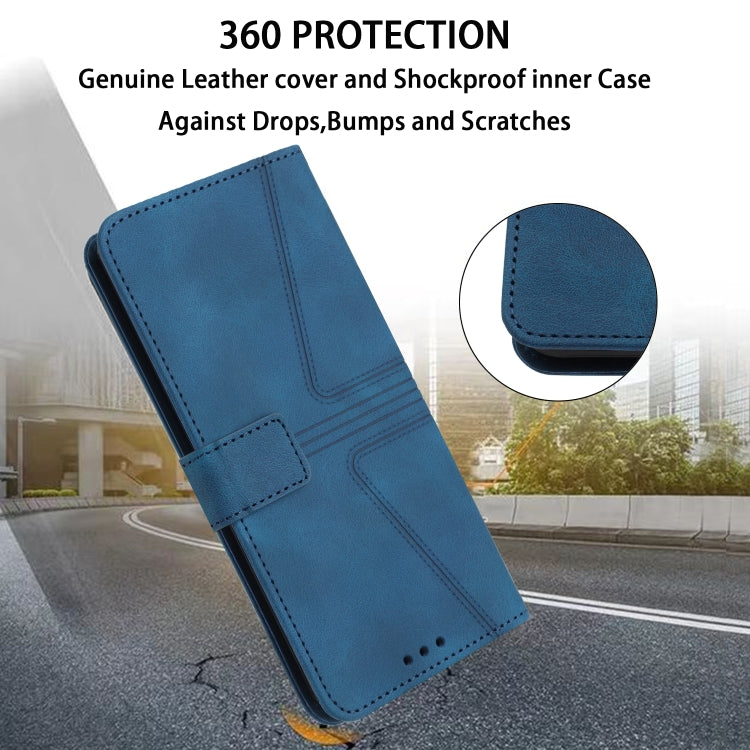 For iPhone 16 Plus Triangle Solid Color Leather Phone Case(Blue) - iPhone 16 Plus Cases by PMC TechLife | Online Shopping South Africa | PMC TechLife | Buy Now Pay Later Mobicred