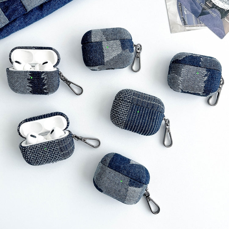 For AirPods Pro 2 Stitching Denim Cloth Bluetooth Earphone Protective Case(Light Color Lightning) - For AirPods Pro 2 by PMC Jewellery | Online Shopping South Africa | PMC Jewellery | Buy Now Pay Later Mobicred