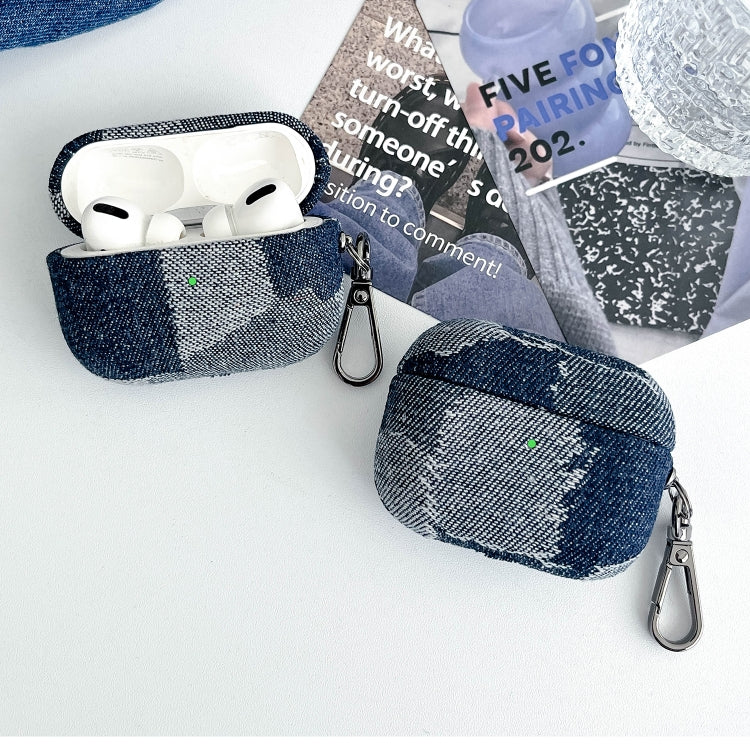 For AirPods Pro 2 Stitching Denim Cloth Bluetooth Earphone Protective Case(Rhombus) - For AirPods Pro 2 by PMC Jewellery | Online Shopping South Africa | PMC Jewellery | Buy Now Pay Later Mobicred