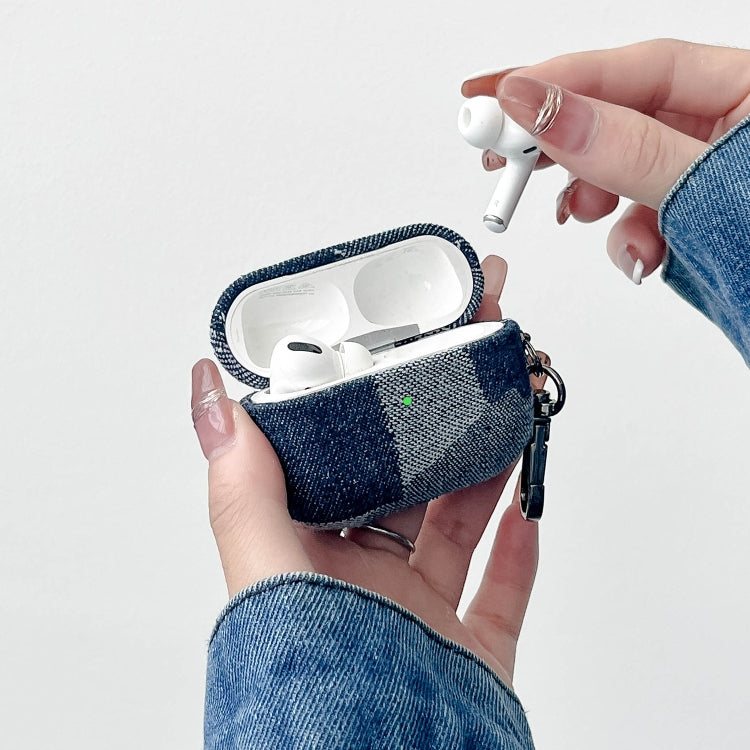 For AirPods Pro Stitching Denim Cloth Bluetooth Earphone Protective Case(Rhombus) - For AirPods Pro by PMC Jewellery | Online Shopping South Africa | PMC Jewellery | Buy Now Pay Later Mobicred
