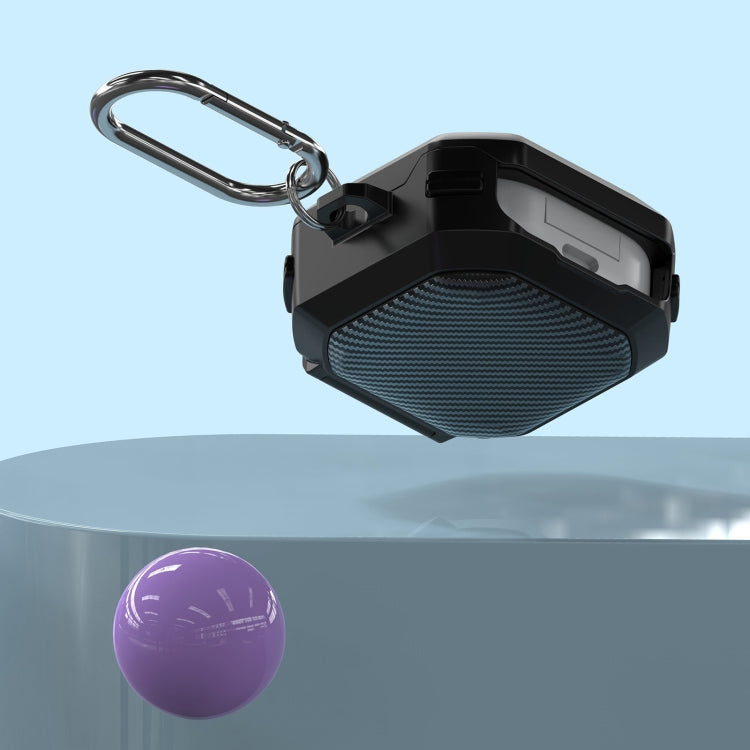 For Galaxy Buds Live / Pro /2 /2 Pro / FE Carbon Fiber TPU Hybrid PC Case with Hook(Dark Blue) - free shipping - PMC Jewellery - Order now!
