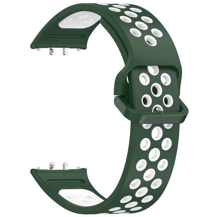 For Samsung Galaxy Fit 3 Two Color Breathable Silicone Watch Band(Dark Green White) - Watch Bands by PMC Jewellery | Online Shopping South Africa | PMC Jewellery