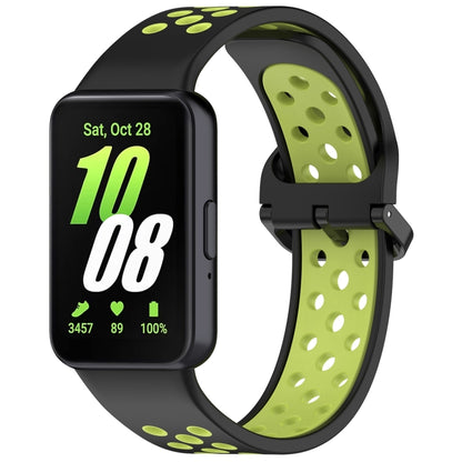 For Samsung Galaxy Fit 3 Two Color Breathable Silicone Watch Band(Black Lime) - Watch Bands by PMC Jewellery | Online Shopping South Africa | PMC Jewellery