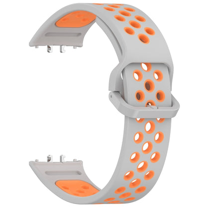 For Samsung Galaxy Fit 3 Two Color Breathable Silicone Watch Band(Grey Orange) - Watch Bands by PMC Jewellery | Online Shopping South Africa | PMC Jewellery