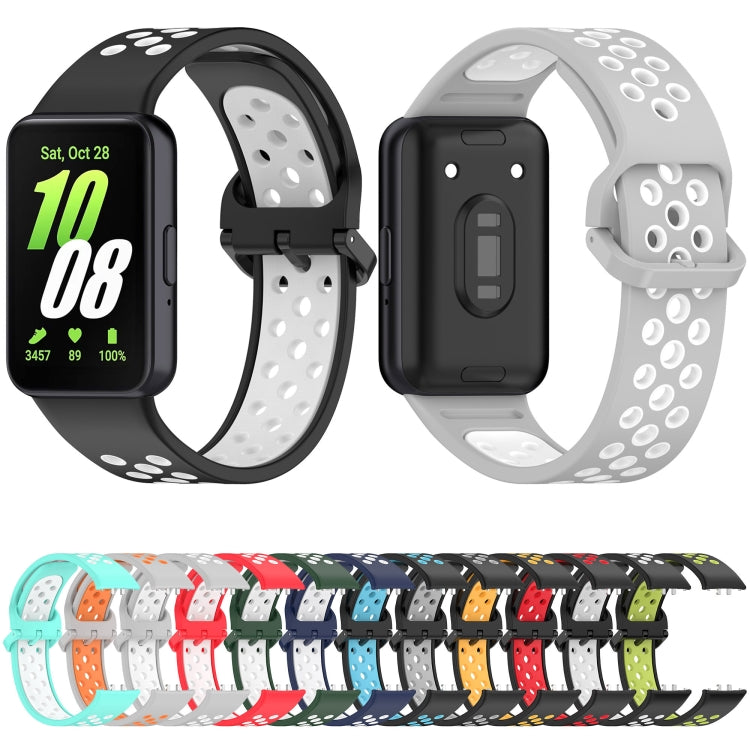 For Samsung Galaxy Fit 3 Two Color Breathable Silicone Watch Band(Grey Orange) - Watch Bands by PMC Jewellery | Online Shopping South Africa | PMC Jewellery