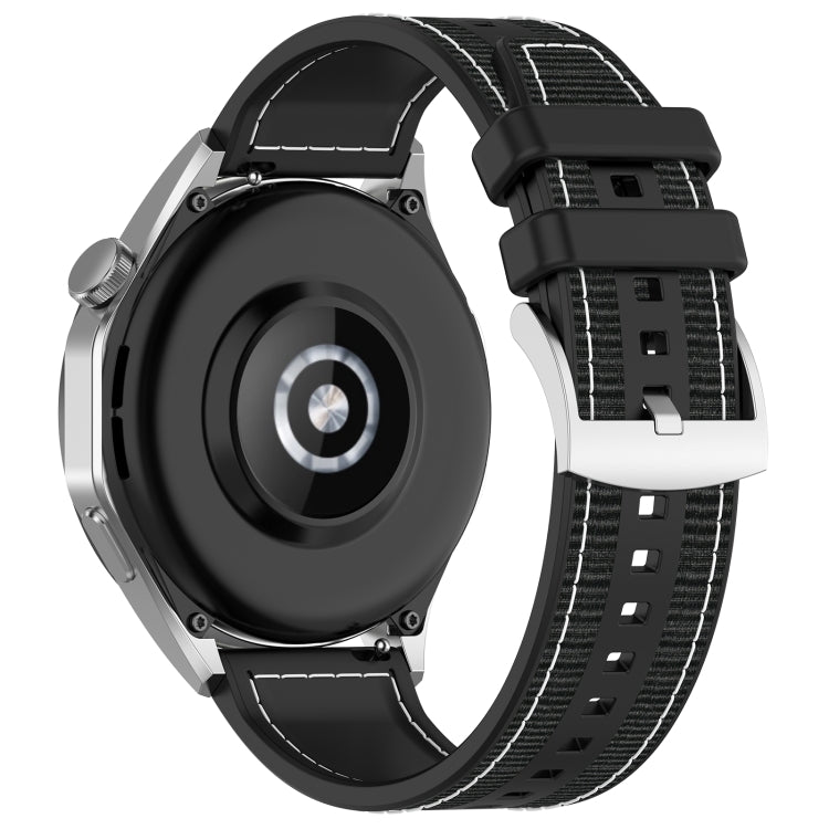 22mm Hybrid Nylon Braid Silicone Watch Band(Black) - 22mm Bands by PMC TechLife | Online Shopping South Africa | PMC TechLife