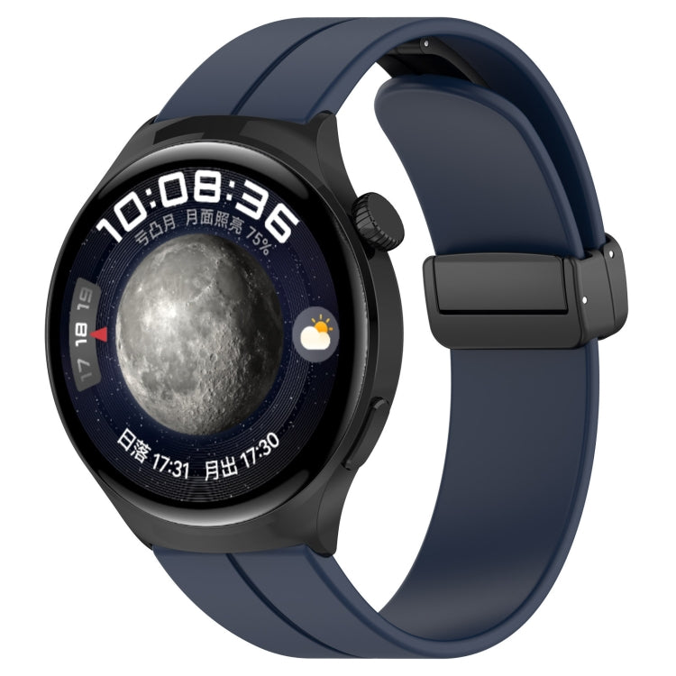 18mm Groove Folding Black Buckle Silicone Watch Band(Midnight Blue) - 18mm Bands by PMC TechLife | Online Shopping South Africa | PMC TechLife | Buy Now Pay Later Mobicred