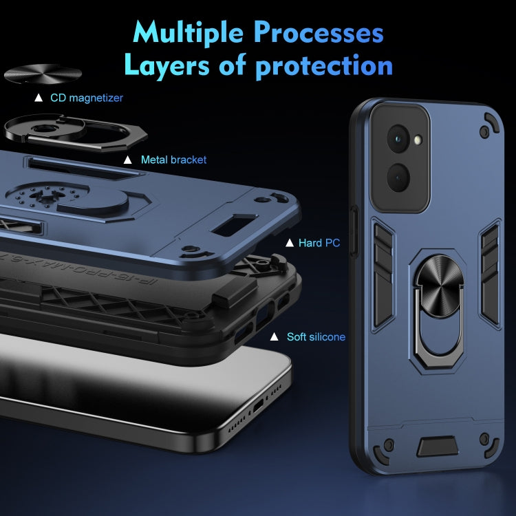 For Motorola Moto G Power 2024 Shockproof Metal Ring Holder Phone Case(Blue) - Motorola Cases by PMC Jewellery | Online Shopping South Africa | PMC Jewellery | Buy Now Pay Later Mobicred
