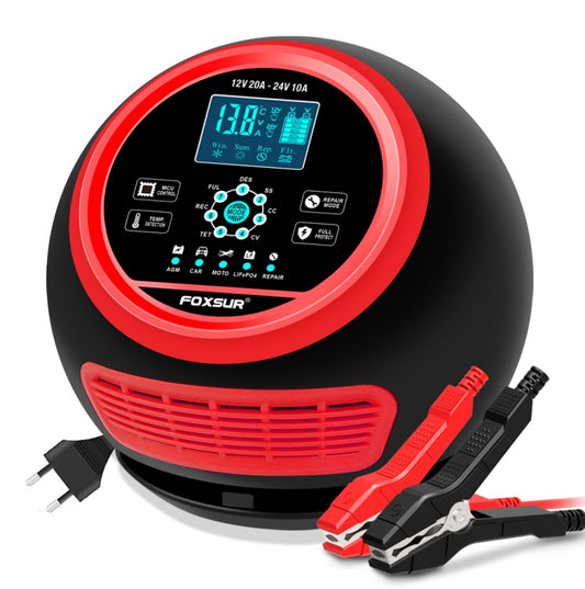 FOXSUR 20A 12V 24V Car / Motorcycle Smart Battery Charger, Plug Type:US Plug(Red) - Battery Charger by FOXSUR | Online Shopping South Africa | PMC Jewellery | Buy Now Pay Later Mobicred